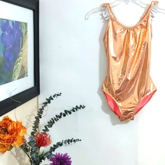 BLEU ICE GIRLS SHIMMER PEACH SWIMSUIT NWOT SIZE LG - Picture 2 of 10